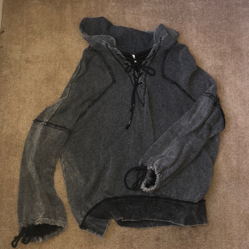 Free People Lace up hoodie